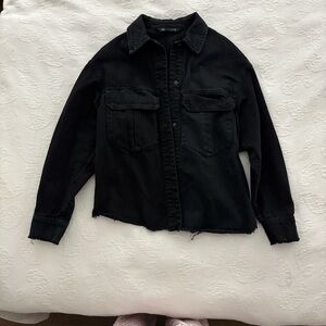 Zara Black Denim Button-Up Shirt / Jacket oversized